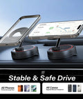 Durable C19 Vehicle Mounting Bracket in bold red holding smartphone with map in car