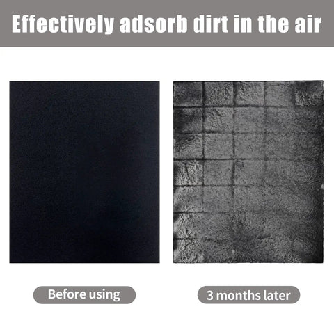 Carbon Fabric Filter Replacement 16 By 48 By 0.12 Inches Activated Charcoal HEPA AC Vent Filter before and after use comparison