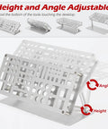 Premium Screwdriver Organizer Holder For Desktop Tools showing adjustable height and angle, silver carbon steel rack