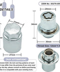 Lock Down Your Wheels With These Slick Chrome Wheel Lock Lug Nuts Set M12x1.5 showing size details and dimensions for Toyota vehicles.