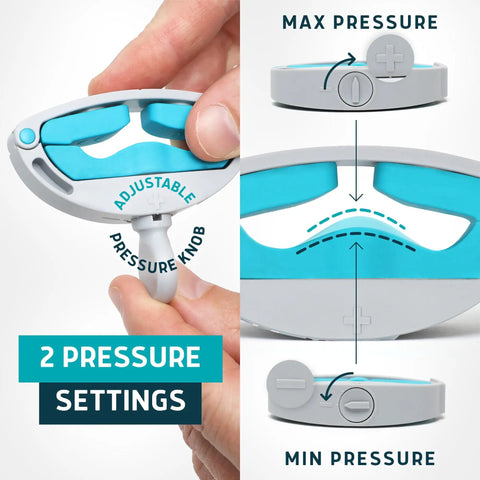 Close-up of Versa Clamp 2.0 2026 Upgrade Male Incontinence Clamp showing adjustable pressure knob and settings
