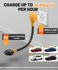 Upgrade Your Sweet Electric Ride With This Heavy Duty Nema 14 50 Adapter For Tesla Gen 2 And 3 Mobile Charger 32 Amp 250 Volt connecting to NEMA 14-50 outlet.