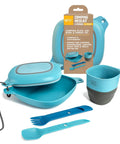 Image showing the Six Piece Camping Mess Kit with plate, bowl, collapsible cup, spork, and tether, ideal for backpacking meals.