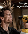 Man using Cordless Air Duster And Blower Tool Only With 50,000 RPM Brushless Motor 3 Speed Adjustable LED Light in workshop