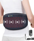 Plug In Back Heating Pad with Vibration Massager on person, auto shut off, heated waist belt for lower back pain relief at home
