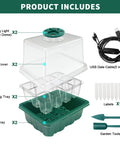 Two Pack Seed Starter Tray Propagation Station With Full Spectrum Grow Light And Timing Controller Humidity Domes And Base