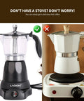 Cuban Style Espresso Maker For Home Or Travel On The Go, 6 Cup Or 3 Cup Electric Moka Pot With Detachable Base and Overheat Protection