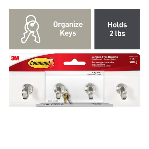 Two Pack Key Rails With Twelve Strips Each Rail Holds Two Pounds Four Key Hooks Per Rail Damage Free Wall Mount No Tools Needed