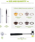 All In One Eyelet Grommet Kit With 240 Pcs 4mm 5/32 Inch Thickened Metal Eyelets And Washers Include Punch Cutter Rubber Hammer And Four Tools