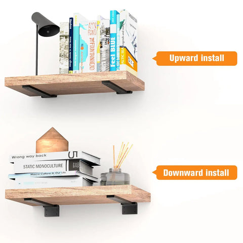 Heavy Duty Black Floating Shelf Brackets 10 Inch 6 Pack Metal Hidden Supports With Zero Lip Design For Rock Solid Wall Mounted Diy Shelving And Quick Snap Install Screws Included