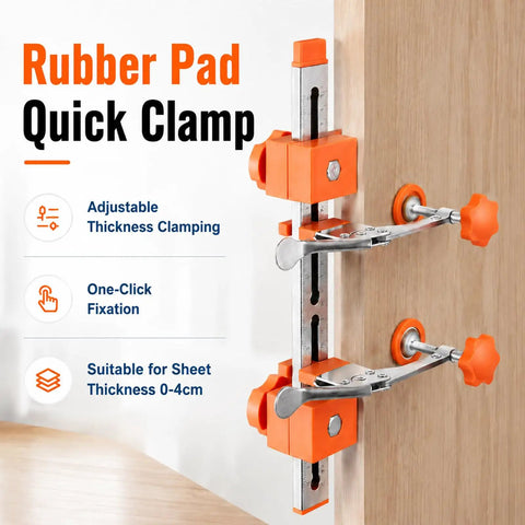 Pro Grade Drawer Slide Installation Jig With Knockout Toggle Clamp And Magnetic Aligner For Dead On Precision And A Smooth Sailing Setup On All Wood Cabinet Builds, with rubber pad quick clamp.