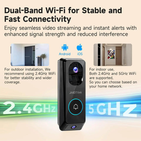 2K Dual Lens Video Doorbell With Chime, Local Storage Up To 512GB Includes 64GB Card, No Subscriptions Needed, 2-Way Audio displayed