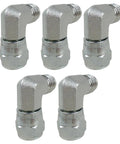 Top Notch Quality Three Eighth Inch Hydraulic Hose Pipe Fitting Has Five Stainless Steel 90 Degree Elbows With Male Jic Swivel Link To Female Jic Port Designed For Heavy Work On Cars Trucks And Boats Maintains Zero Leaks, five-piece set