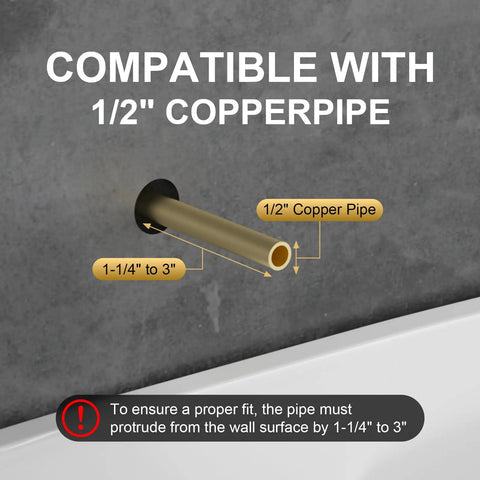 Slip On Tub Spout With Diverter For Five Inch Tub Chrome Finish Fits One Half Inch Copper Pipe compatibility diagram