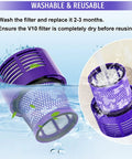 3 Pack SV12 V10 Vacuum Filters For Dyson V10 Animal Absolute Total Clean Cyclone Cordless Vacuum Washable Replacement Filters