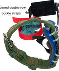 Close-up of Two Pack Tree Climbing Gear Kit with pro-grade spikes and harness belt showing adjustable buckle straps