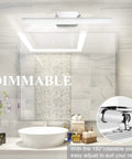 24 Inch Dimmable LED Vanity Light Over Mirror For Bathroom Chrome Finish Adjustable 180 Degree Rotatable Arm