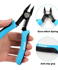 Precision Flush Wire Cutters With Stripping, Slim Diagonal Cutters, 6 Inch Pliers For 10 To 20 AWG Wire, shown in hand