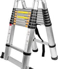 16.5 Ft Aluminum Telescoping Extension Ladder With Balance Rod And Non Slip Cap, Portable A Type Design, folded view
