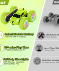 Comparison of Rad Stunt RC Car With Two Point Four GHz Remote 360 Degree Flips Double Sided Crawler USB C Modular Battery and older model.