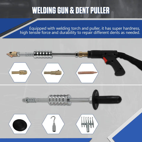 Pro Grade 3500W 220V Spot Welder Dent Puller Car Body Repair Kit with welding gun and accessories shown