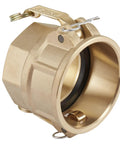 3 Inch Camlock Fittings Type D Heavy Duty Forged Brass Coupler With Female NPT Adapter from a close angle, showing details and finish.
