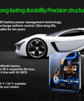 Portable Tire Inflator Air Compressor 150 PSI displayed with car, highlighting durability, battery life, and temperature range
