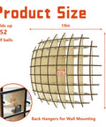 Oak Wood Golf Ball Display Case Wall Mount Rack That Holds Up To Fifty Two Balls With A Modern Grid Design, 19x19 size