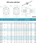 Technical specifications of SFU series with nut including Top Notch High Precision Ball Screw SFU1605 RM1605 1300mm