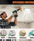 Side view of worker using Luckyway 6-1/4 inch bi-metal hole saw for recessed lights