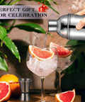 All In One 6 Piece Cocktail Shaker Set With 24 Oz Shaker Muddler Jigger Spoon And Pourers Pro Grade 18 8 Stainless Steel