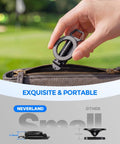 Hand holding Universal Magnetic Golf Cart Phone Holder with 360 Degree Rotating Mount shown next to a bag, demonstrating portability