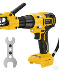 Yellow and black Cordless Rivet Gun Kit With LED Light, Brushless 20V Max Compatible Riveting Tool with wrench, battery not included