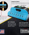ProSensor Sapphire 7500 7-Sensor Stud Finder and Wall Scanner for Precise Stud Location Up to 1.5 Inches Deep, LED Tracking, DIY Pro-Grade Home Improvement Tool Built for Speed, Deep Detection With LED Center Indicators for Fast, Accurate Mounting of, blue stud finder with built-in bubble level