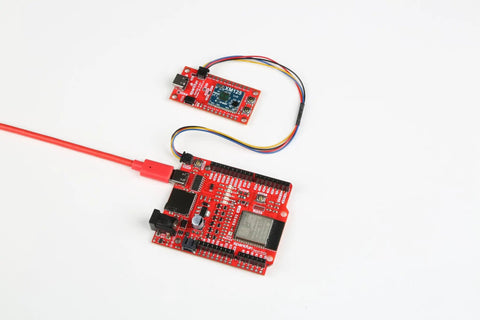 Pulsed Coherent Radar Sensor With Acconeer XM125 Qwiic, STMicroelectronics 60GHz Radar Module, STM32L431CBY6 MCU, 20 Meter Range, Low Power, See Through Walls And Cabinets, Perfect For Battery Powered Sensing, 1.0x2.0 Inch Board on red PCB with USB cable