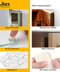Clear Self Adhesive Cabinet Bumpers Pack Of 256 One Half Inch Rubber Pads For Drawers And Cupboards Easy Install shown with comparison to yellowing and weak adhesion pads