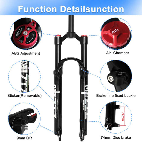 Dual Air MTB Suspension Fork For XC And AM Mountain Bikes With 120mm Travel One Eighth Inch Straight Tube Quick Release 9mm details