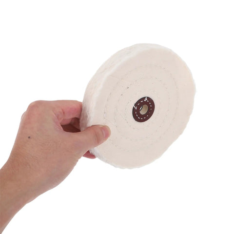 Premium 2 Inch Cotton Buffing Polishing Wheels With 12mm Hole For Jewelry And Watches, Durable Cloth Rotary Mops in hand.