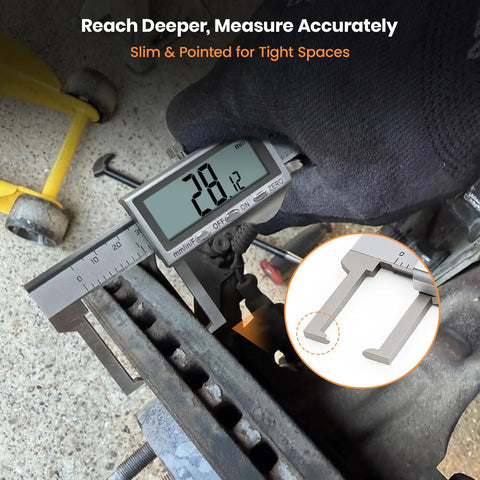 Digital Brake Caliper For Disc Rotor Measurement With Large LCD Screen 6 Inch Stainless Steel Vernier Caliper in use