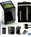 Approach R50 Golf Launch Monitor And Simulator Bundle with three camera, 10-inch touchscreen, carrying case, and accessories