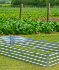 Two Pack 6 By 3 By 1 Ft Galvanized Raised Garden Beds Kit For Outdoor Metal Gardening Planter Box Great For Veggies Herbs And Flowers Elevates Your Yard With Durable Silver Finish installed on grass