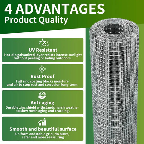 Top Shelf Heavy Duty Hardware Cloth Roll At One Quarter Inch Mesh Measuring Four Foot By Ten Feet With Twenty Three Gauge Steel display of product quality features.