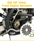 14 Tooth 420 Front Sprocket Fits 50cc 70cc 90cc 110cc 125cc 140cc 160cc Mini Bikes ATVs Dirt Bikes Go Karts And More Works With TaoTao DB14 Roketa SSR Coolster Sinnis Terrain Sunl Lifan Quad Beef Up Your Ride installed on bike