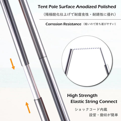 Heavy Duty Aluminum Tent Poles Replacement Set For Go To Camping Quick Repair Pre Assembled Rods 2 Pieces 16.3 Feet Aircraft Grade 7001 Alloy