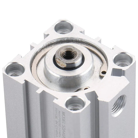 Top view of Compact 40x40mm Air Cylinder Double Acting With 16mm Rod Aluminum Body Easy Install Plug And Play Ready One Eighth Inch PT Ports 40mm Stroke Single Rod Design Ideal For Small Machinery And Industrial Automation