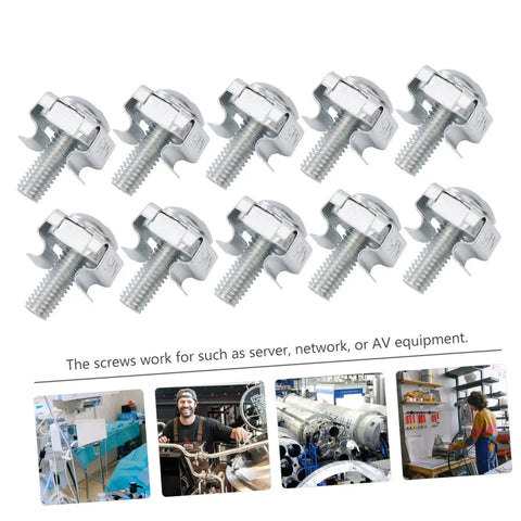 Top Shelf 100 Piece Rack Mount Screws Plus Cage Nuts Forged From Heavy Duty Steel With Zinc Coating To Keep Rust At Bay While You Rack Stack And Run Your Server Gear Like A Pro Without Breaking A Sweat - close-up of zinc plated steel cage nuts.