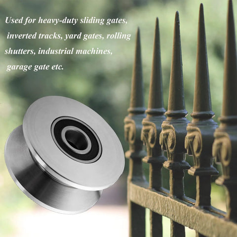 3in stainless steel V-groove gate wheel with double bearings for heavy-duty sliding gates