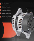 Alternator For Kia Rio And Spectra Series 12V 80A With 4-Groove Pulley Clockwise Easy Plug-And-Play Replacement, rear view