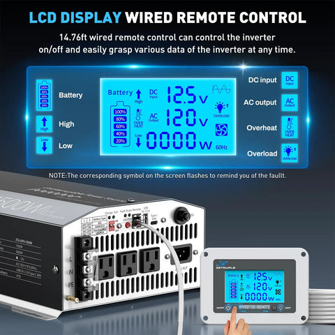 1500W Sump Pump Battery Backup System With Pure Sine Wave Inverter And Charger Basement Flood Protection LCD display