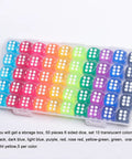 Cool 50 Piece Dice Set With 14mm Colorful 6 Sided Dice For Board Games Family Game Night Math Learning And Classroom Use Durable Acrylic With Rounded Edges And Comes With A Storage Box.